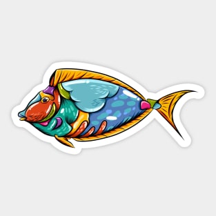 blue tank fish colorful Sticker